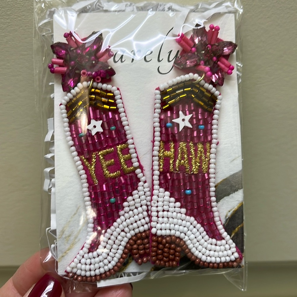 Beaded Yee Haw earrings- NWOT